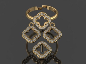 gc or m0079 diamant ensemble bijoux mode conception argent bague art collier gemme bracelet boucle d'oreille pendentif saphir anneaux femme homme solitaire bijou 3d print model - Mito3D