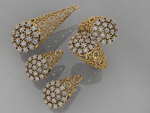 gc gold m007 - diamond set 3d model print jewelry fashion design silver ring luxury elegant shining art necklace gem bracelet earring pendant sapphire other sterling 3d print model - Mito3D