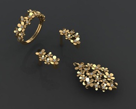 gc oro m0082 diamante conjunto joyería joya moda diseño plata anillo arte collar pulsera arete colgante pendiente zafiro anillos mujer hombre solitario 3d print model - Mito3D