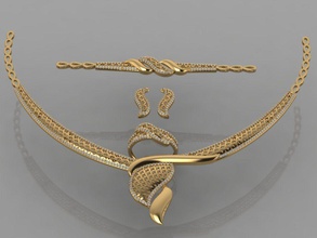 gc gold-s0010 - diamond Halskette Ohrring ring Armband gold-set Schmuck Mode gold design Silber Luxus elegant scheint Kunst gem Anhänger Frauen setzen andere 3d print model - Mito3D