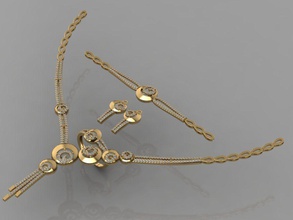 gc oro s0011 diamante collar arete anillo pulsera conjunto joyería joya moda diseño plata lujo elegante brillante arte colgante pendiente mujer 3d print model - Mito3D