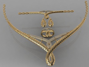 gc gold s0012 - diamond necklace earring ring bracelet set jewelry fashion design silver luxury elegant shining art gem pendant women other 3d print model - Mito3D