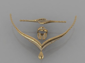 gc or s0016 - collier de diamant boucle d'oreille anneau bracelet en serti bijoux la mode conception d'argent l'anneau luxe élégant shining le art gem pendentif les femmes ensemble d'autres 3d print model - Mito3D
