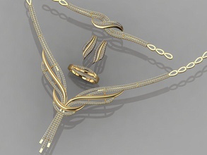 gc gold s0017 - Diamant-gold-set Schmuck Mode design Silber ring Luxus elegant scheint diamond Kunst Halskette gem Armband Ohrring Anhänger Frauen setzen gold-set andere 3d print model - Mito3D