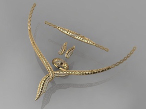 gc oro s0018 - collar de diamantes del pendiente anillo pulsera la joyería moda diseño plata lujo elegante brillante el diamante art gem arete colgante las mujeres conjunto otros 3d print model - Mito3D