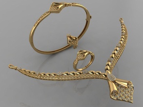 yüzük bilezik altın set küpe gc s006 - elmas kolye takı moda tasarım Gümüş lüks zarif parlayan sanat gem Safir diğer 3d print model - Mito3D
