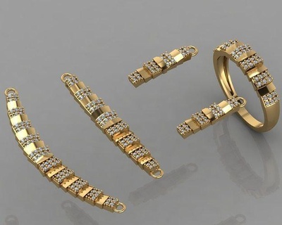 gc oro ss0017 diamante conjunto pequeña anillo lujo joyería joya Moda diseño plata elegante brillante Arte collar pulsera arete colgante pendiente zafiro collares 3d print model - Mito3D