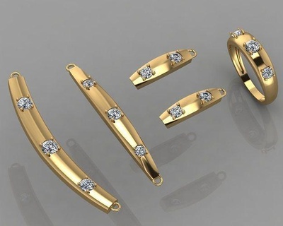 gc oro ss0019 diamante conjunto pequeña anillo lujo joyería joya Moda diseño plata elegante brillante Arte collar pulsera arete colgante pendiente zafiro collares 3d print model - Mito3D