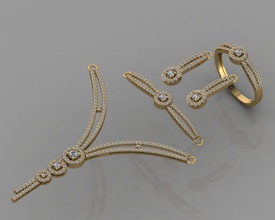 gc or ss004 - diamant petit ensemble bijoux de la mode conception d'argent l'anneau luxe élégant shining le art collier gem bracelet boucle d'oreille pendentif saphir d'autres des colliers 3d print model - Mito3D