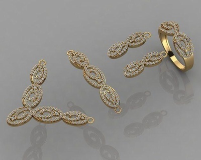 gc oro ss008 diamante conjunto pequeña joyería joya Moda diseño plata anillo lujo elegante brillante Arte collar pulsera arete colgante pendiente zafiro collares 3d print model - Mito3D