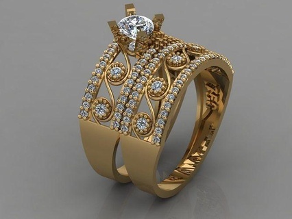 gc oro t029 diamante anillo gemas joyería joya Moda diseño plata lujo elegante brillante Arte collar pulsera arete colgante pendiente zafiro 3d print model - Mito3D