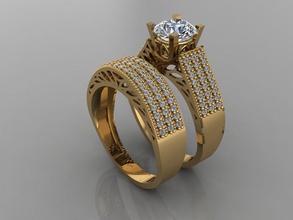 gc or t109 diamant solitaire bague bijoux mode conception argent élégant brillant art gemme anneaux pendentif saphir femmes 3d print model - Mito3D