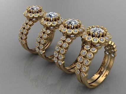 gc or t131 diamant solitaire bague bijoux mode conception argent élégant brillant art gemme anneaux pendentif saphir femmes 3d print model - Mito3D
