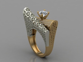 gc or t138 - diamant solitarie anneau d'or bijoux de la mode conception d'argent l'anneau élégant shining art gem les anneaux pendentif brillant le saphir bague en femmes 3d print model - Mito3D