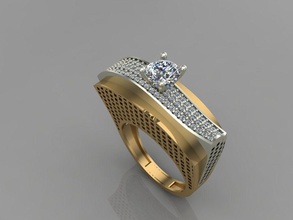 gc oro t140 diamante solitario anillo joyería joya moda diseño plata elegante brillante arte anillos colgante pendiente zafiro mujer 3d print model - Mito3D