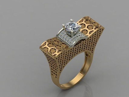gc or t147 diamant solitaire bague bijoux mode conception argent élégant brillant art gemme anneaux pendentif saphir femmes 3d print model - Mito3D