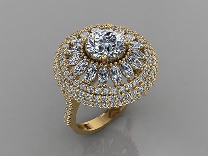 gc or t169 diamant solitaire bague bijoux mode conception argent élégant brillant art gemme anneaux pendentif saphir femmes 3d print model - Mito3D
