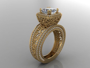 gc gold t177- diamond solitarie ring jewelry fashion design silver elegant shining art gem rings pendant brilliant sapphire women 3d print model - Mito3D