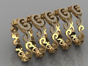 gc oro t59 - diamante anello in gioielli moda il design argento di lusso elegante lucente art la collana gemma braccialetto orecchino ciondolo anelli donne d'oro 3d print model - Mito3D