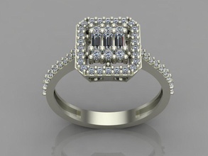 gc oro t71 - baguette anillo de diamantes la joyería moda diseño plata el diamante art gem los anillos colgante brillante las mujeres belleza zafiro joya 3d print model - Mito3D
