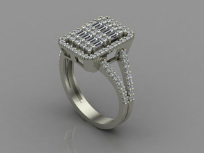 gc ouro t74 - baguete anel de diamante jóias a moda o design prata elegante arte gem anéis pingente brilhantes mulheres beleza safira 3d print model - Mito3D