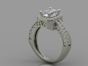 gc gold t77- baguette ring diamond jewelry fashion design silver elegant art gem rings pendant brilliant women beauty sapphire 3d print model - Mito3D