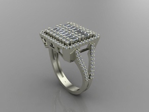 gc gold t78- baguette ring diamond jewelry fashion design silver elegant art gem rings pendant brilliant women beauty sapphire 3d print model - Mito3D