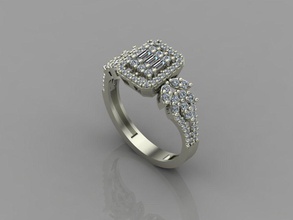 gc oro t82 - baguette anello di diamanti in gioielli moda il design argento elegante diamante art gemma anelli ciondolo brillante donne bellezza zaffiro d'oro 3d print model - Mito3D