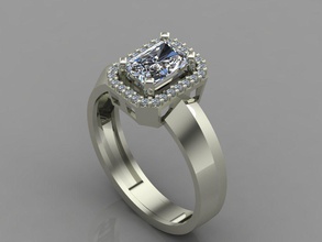 gc gold t84- baguette ring diamond jewelry fashion design silver elegant art gem rings pendant brilliant women beauty sapphire 3d print model - Mito3D