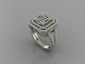 gc ouro t85 - baguete anel de diamante jóias a moda o design prata elegante arte gem anéis pingente brilhantes mulheres beleza safira 3d print model - Mito3D
