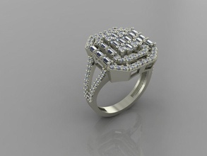 gc gold t86- baguette ring diamond jewelry fashion design silver elegant art gem rings pendant brilliant women beauty sapphire 3d print model - Mito3D