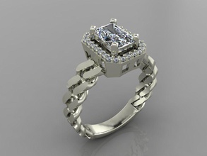 gc or t88 baguette bague diamant bijoux mode conception argent élégant art gemme anneaux pendentif brillant femmes beauté saphir 3d print model - Mito3D