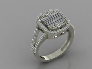 gc or t89 - baguette anneau de diamant d'or bijoux la mode conception d'argent l'anneau élégant le art gem les anneaux pendentif brillant femmes beauté saphir bague en 3d print model - Mito3D