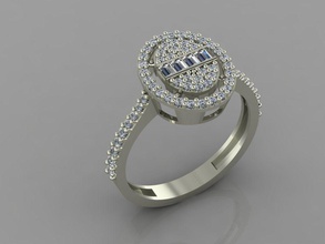 gc or t90 - baguette anneau de diamant d'or bijoux la mode conception d'argent l'anneau élégant le art gem les anneaux pendentif brillant femmes beauté saphir bague en 3d print model - Mito3D