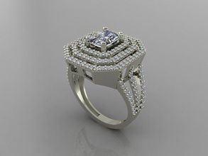 gc gold t91- baguette ring diamond jewelry fashion design silver elegant art gem rings pendant brilliant women beauty sapphire 3d print model - Mito3D