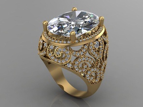 gc gold t93- diamond ring jewelry fashion design silver elegant art gem rings pendant brilliant sapphire women big stone 3d print model - Mito3D
