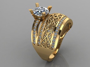 gc gold tw0161- diamond wedding ring jewelry necklace bracelet gem gems fashion design silver luxury elegant shining earring pendant rings women 3d print model - Mito3D