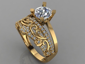 gc oro tw0171 diamante boda anillo collar pulsera joya gemas joyería moda diseño plata lujo elegante brillante arete colgante pendiente mujer anillos 3d print model - Mito3D
