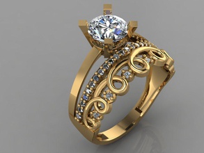 gc gold tw0188- diamond wedding ring jewelry necklace bracelet gem gems fashion design silver luxury elegant shining earring pendant women rings 3d print model - Mito3D