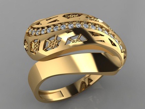 gc or y103 - bague en diamant bijoux les pierres précieuses de la mode conception d'argent l'anneau luxe élégant shining le art collier gem boucle d'oreille pendentif anneaux femmes elmas anneau 3d print model - Mito3D