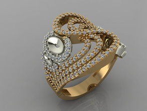 gc or y133 - diamant bague en bijoux de la mode conception d'argent l'anneau luxe élégant shining le art collier gem bracelet pendentif hommes les femmes anneaux 3d print model - Mito3D