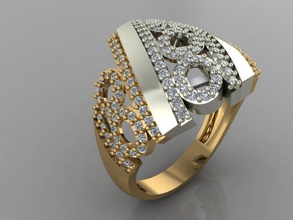 gc gold y137- diamond ring jewelry fashion design silver luxury elegant shining art necklace gem bracelet pendant men women wedding rings 3d print model - Mito3D