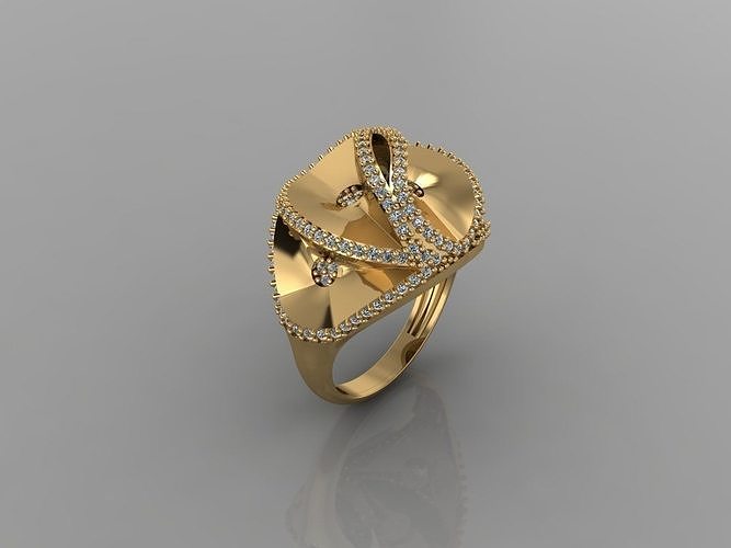 gc oro y224 diamante squillare moda design argento lusso elegante splendente arte collana gemma braccialetto pendente uomini gioielleria nozze donne anelli 3D print model - Mito3D