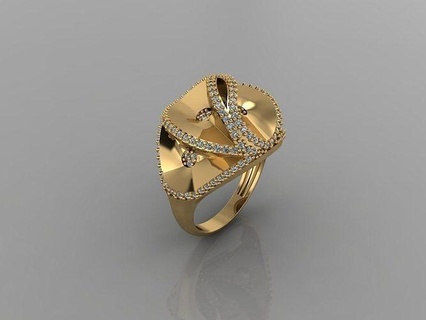 gc oro y224 diamante squillare moda design argento lusso elegante splendente arte collana gemma braccialetto pendente uomini gioielleria nozze donne anelli 3d print model - Mito3D