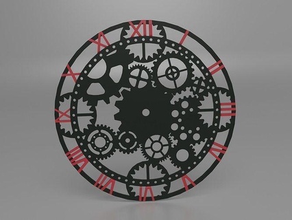 engranaje pared reloj hora ilustración diseño alarma steampunk científico química bandera minuto temporizador analógico mecanico decoración casa 3d print model - Mito3D