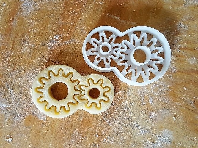 gears cookie cutter gingerbread mechanical machinist workshop mechanician biscuit cookies sweet house baked bakery baking ginger bread kitchen dining 3D print model - Mito3D