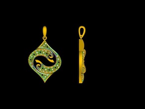 gem pendant jewelry gold traditional printable pendants 3d print model - Mito3D