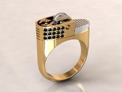 gem ring lighter mode mecaninal printable diamond jewelry rings silver platinum pendant 3d print model - Mito3D