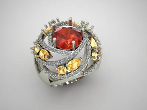 anello gioiello gioielli gemma brillante di diamanti oro ruby moda stampabile vintag fidanzamento cad diamante matrimonio anelli 3d print model - Mito3D