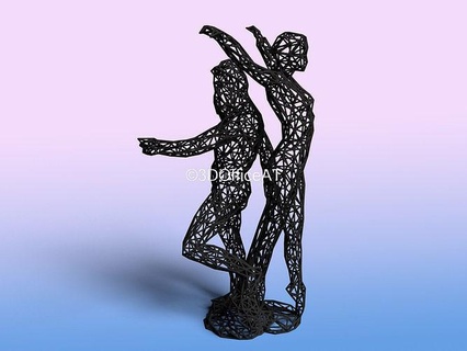 gemini - male female zodiac sign modern art mesh wire twins decor sculptures 3d print model - Mito3D